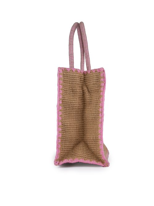 Borsa Vivian Juta beige con ricamo Shopping Addicted Mc2 Saint Barth | VIVIAN MID JUTE00155H SHOP 1221 EMB